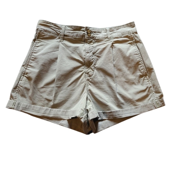 American Eagle Outfitters Pants - Women's AE Pleated High Rise Olive Green Stretch Shorts Cuffed Size 8